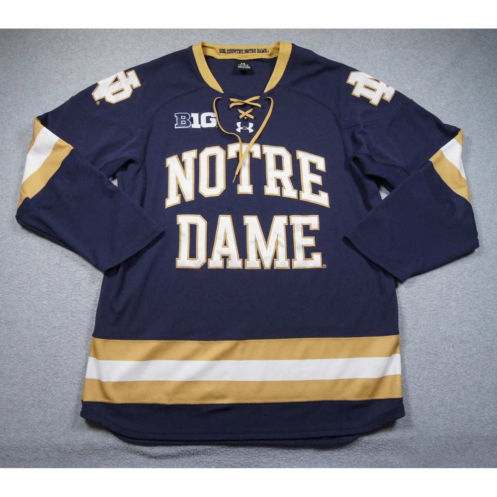 Notre Dame Hockey Jersey Mens Large Blue Under Armour Fighting Irish NCAA
